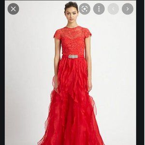 Teri Jon red lace organza gown size 6